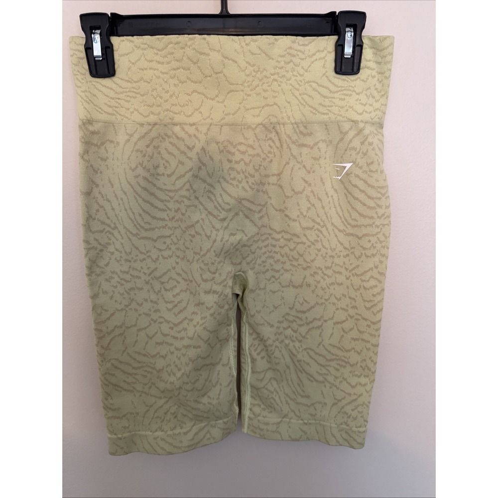 Gymshark Adapt Animal Seamless Shorts High Waisted Ribbed Texture Yellow XL